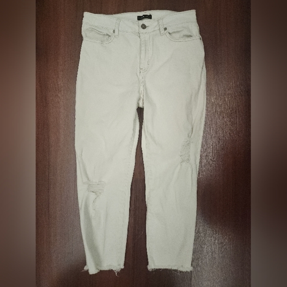 Sincerely Jules Cream High Rise Distressed Jeans size 11/30 EUC LIKE NEW - Picture 3 of 11